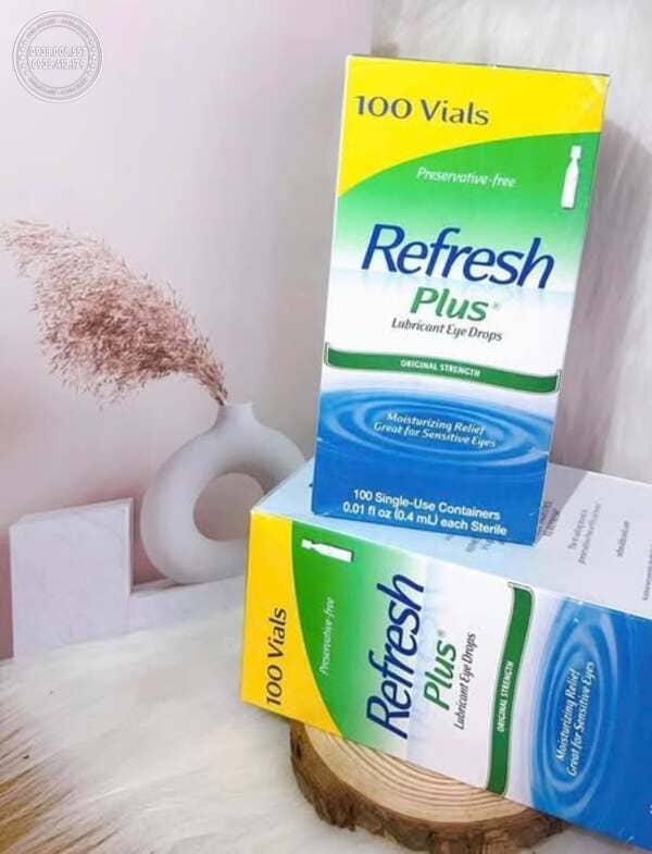 Giới thiệu nước nhỏ mắt Refresh Plus Lubricant Eye Drops 100 ống Mỹ